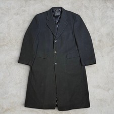 Vintage Christian Dior Monsieur Made in USA Black Wool Overcoat Trench Sz 48