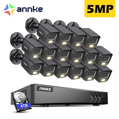 ANNKE 5MP Home CCTV Überwachung Kamera Set Außen Farbe Nachtsicht 16 Kanäle DVR