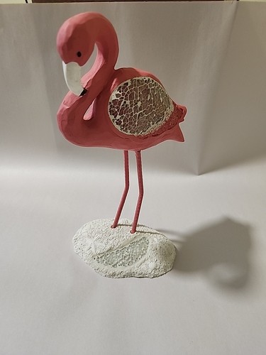 Flamingo Figurine Beach Scene Feet In The Sand 10"