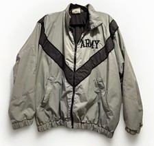 US Army Jacket Mens Medium Long Gray Physical Fitness Vintage PT Uniform