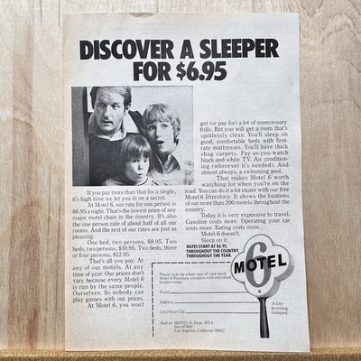 1974 Motel 6 Discover A Sleeper Vintage Print Ad Travel Advert