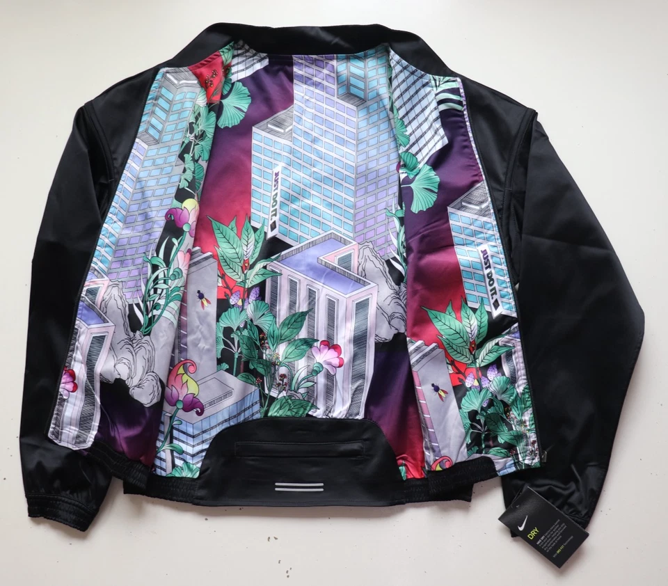 NIKE REVERSIBLE JAPANESE GRAPHIC SATIN RUNNING BOMBER JACKET CJ4976-010 -WOMEN S - Image 4 of 4