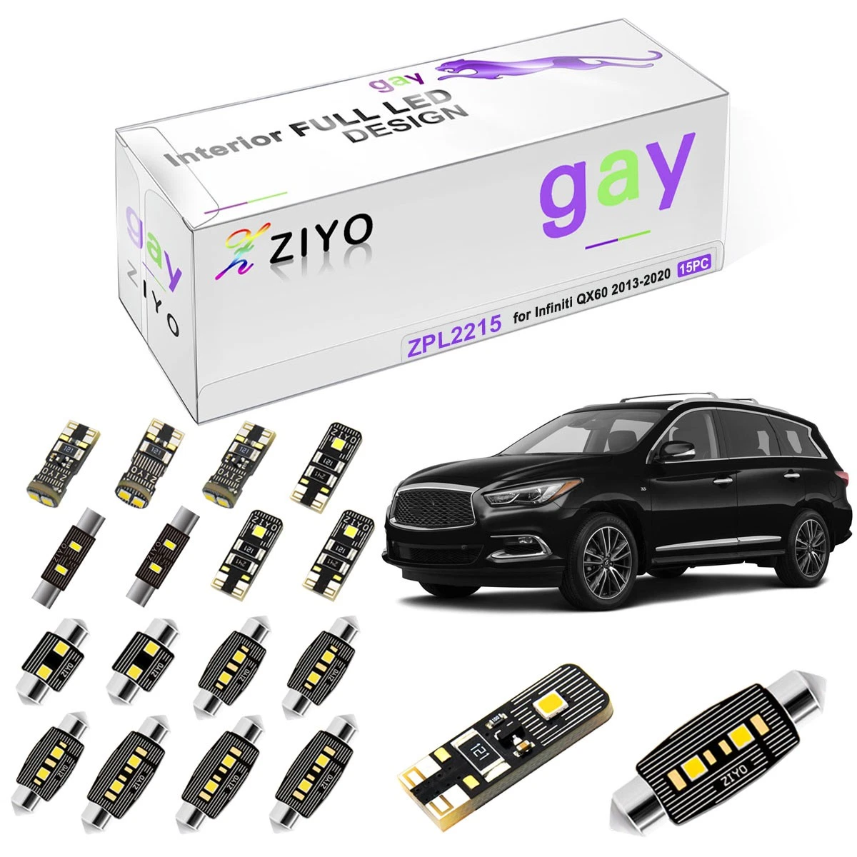 LED Interior Light Kit for Infiniti QX60 JX35 2013-2020 Dome Light Bulbs Upgrade