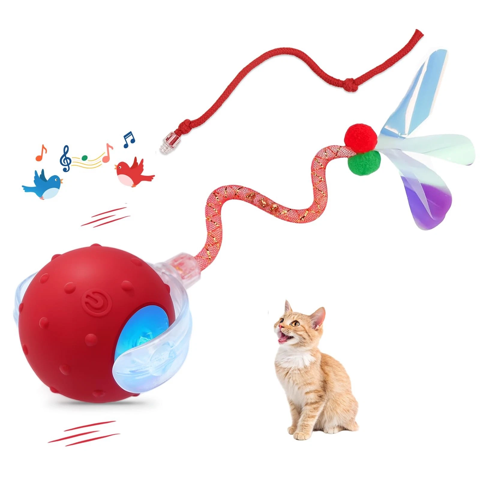 Interactive Cat Ball Toy, Chirping Motion Activated Electric Rechargeable Cat...