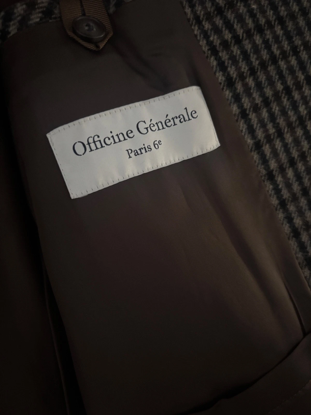 Mens Officine Generale houndstooth wool coat size small S 46 - product detail image 4