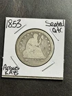 1853 Seated Liberty Silver Quarter Arrows Rays Good US 25c Type Coin (Raw18743)