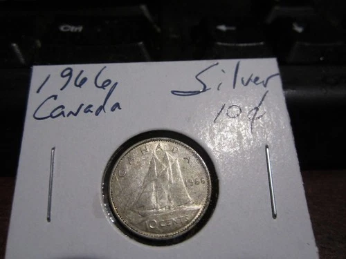 Canada 1966 -  10 Cent Dime Canadian Coin - 80% Silver - ASW 0.06 Oz