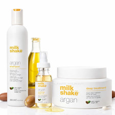 milkshake argan shampoo 300ml/deep treatment 200ml/glistening argan oil 50ml