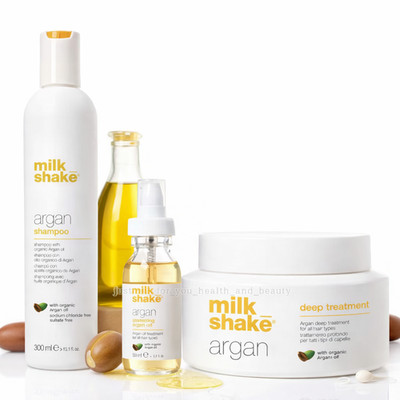 milkshake argan shampoo 300ml / tiefenbehandlung 200ml / glitzerndes arganöl 50ml