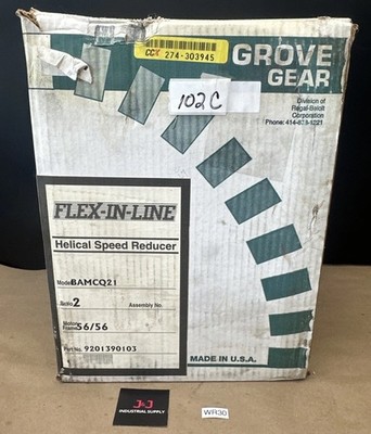NEW IN BOX- Grove Gear FLEX-IN-LINE BAMCQ21 Helical Speed Reducer 2:1 Ratio 56fr