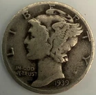 1939 Mercury Dime 90% Silver Circulated US Coin Roosevelt Era Avg Cond