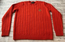 Lauren Ralph Lauren Sweater Womens Small Orange Cable Knit Fisherman NWOT