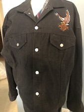 Size Large TYCA HARLEY DAVIDSON MOTORCYCLE Jacket Button Down  BLACK Shirt Biker