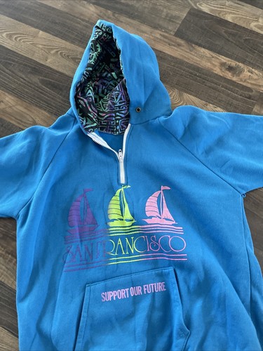 SAN FRANCISCO Hooded Sweatshirt M/L Youth 'Support Our Future' -HOLES/STAINS - Picture 2 of 14
