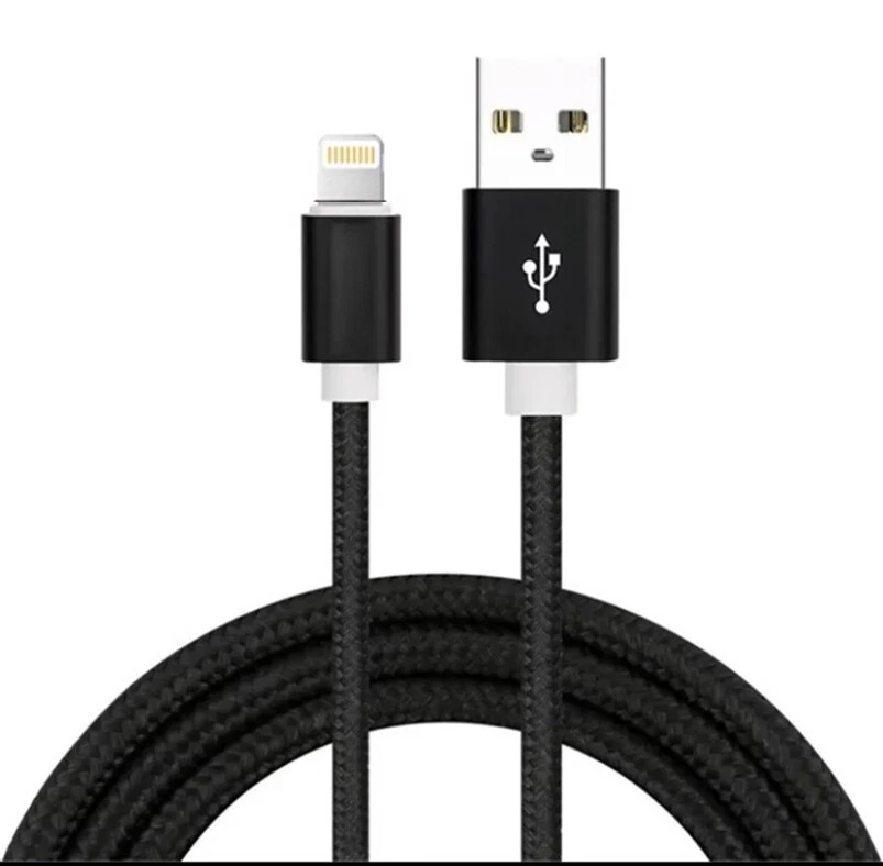 5 Pack Nylon Braided 3FT iPhone Compatible charger/data sync cable (Black) - Image 2 of 4