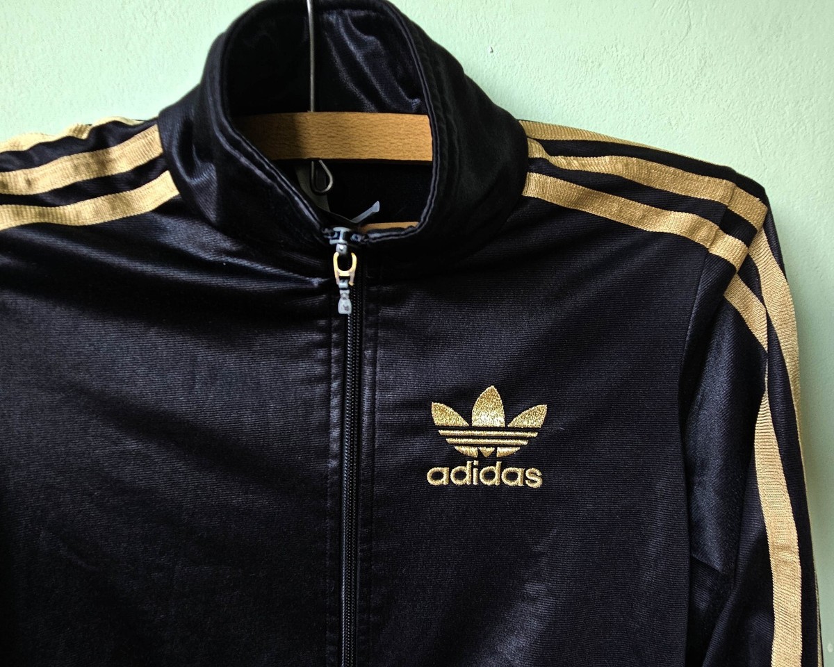 Vintage Adidas Track Jacket Chile 62 Black Gold woman