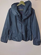 Oska Cropped Lightweight Puffer Jacket Coat Size 2 Uk 12 Black Pockets Shiny