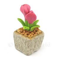 Miniatur Handgefertigte Pink Farbig Keramik Blume