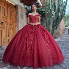 Glitter Quinceanera Dresses Off Shoulder Lace Applique Beaded Sweet 15 16 Dress