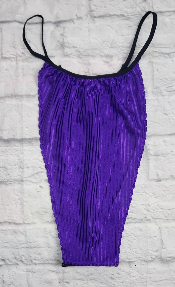 De Colección Nancy King Mujeres Tanga Panty Bikini Lencería Encaje EE. UU. Púrpura Negro M Foto 3 de 4