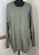 Dickies Scrubs EDS Signature Snap Front Warm Up Jacket Dark Green Nurse Doctor