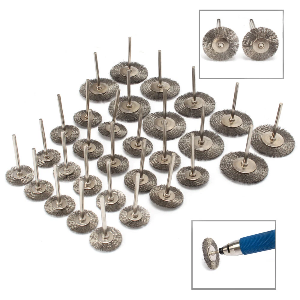 30Pcs Stainless Steel Polishing Wheel Wire Brush Dremel Rotary