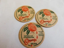 Vintage set of 3 Orange Drink Juice  Bottle Caps 1.75" 