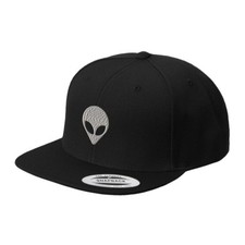 Silver Alien Face Embroidered Flat Visor Snap...