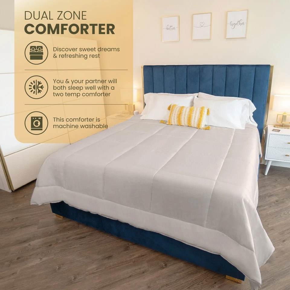 BEIGE QUEEN KÖMFORTE Dual Zone Couple's Comforter – Duvet Insert - Warm & Cool  - Image 2 of 4