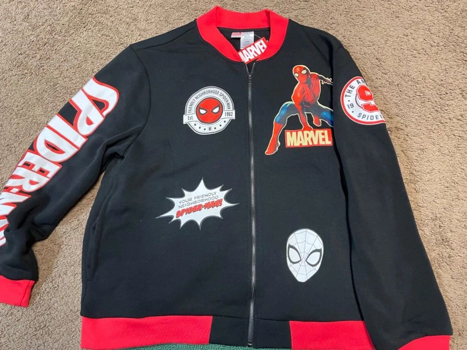 Chaqueta polar Marvel Spiderman negra talla grande cremallera completa Foto 2 de 4