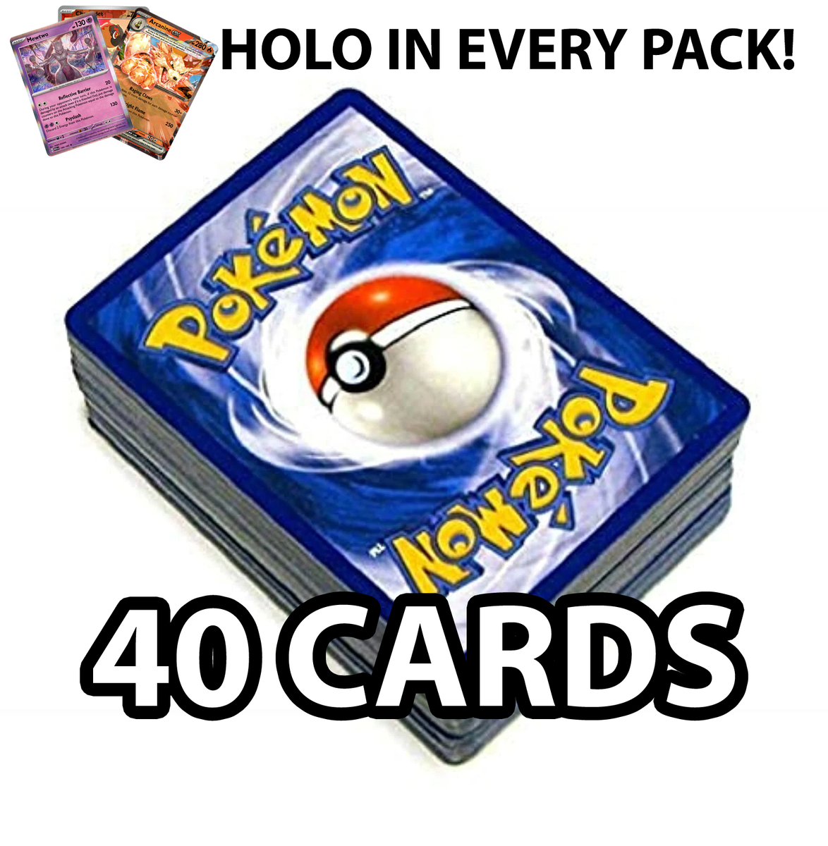 Pokemon Cards - 40 Pokemon Cards Pack - GUARANTEED HOLO