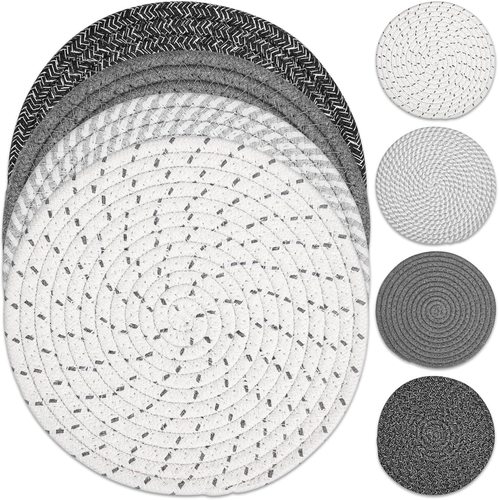 8" Trivets Set for Hot Dishes, 4 Heat Resistant Pot Holders Kitchen Counter, Tab