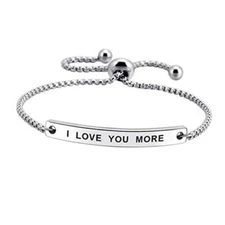 I Love You More Hand Stamped Bracelet Jewelry Gifts for Her Girlfriend Wife 