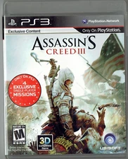 PlayStation 3 Assassin's Creed III by Ubisoft w/Case/NM CD/Manual