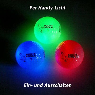 3 LED Golfbälle Night Eagle Light-Up - leuchten Rot Blau Grün Golf Geschenke