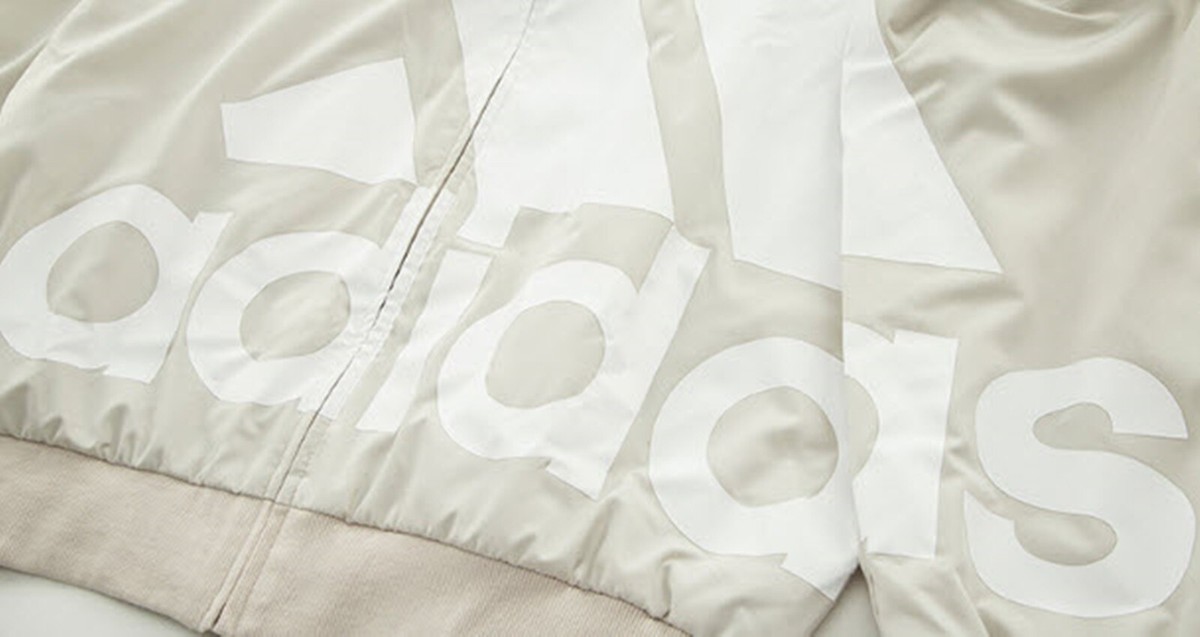 Adidas Men Giant Logo Jackets Running Beige Windbreaker