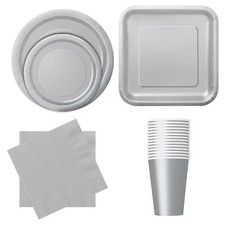 Disposable Paper Plates Cups and Napkins Solid Colours Tableware Sets for Party