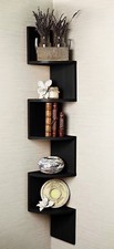 2/3/ 5 Tier Floating Wall Shelves Corner Shelf Storage Display Bookcase