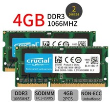 8GB 2x 4GB / 2GB DDR3 1066MHz PC3-8500S 1.5V SO-DIMM RAM Laptop per Crucial IT
