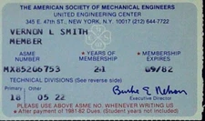 American Society of Mechanical Engineers Membership Card Railroad 1982 ASME Pass