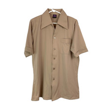 Vintage Joel California Brown Short Sleeve Dagger Collar Disco Shirt Large MINT
