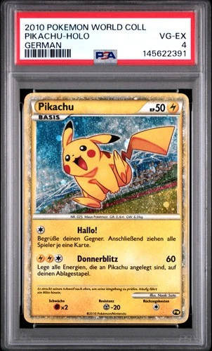 2010 POKEMON WORLD COLLECTION GERMAN PIKACHU-HOLO PSA 4