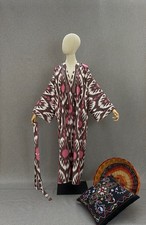 Uzbek ikat chapan/Cotton jacket/Boho ikat coat/Ethnic abaya cape/Tribal kimono