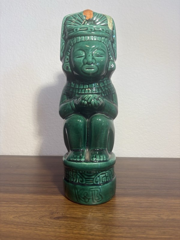 1970s green ceramic Kahlúa coffee liqueur decanter bottle used collectible