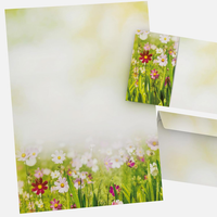 "Motivpapier-Set 50-Tlg \"Sommerwiese\" - 25 Blatt + 25 Kuverts Briefpapier DIN A4"