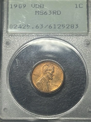 1909 P VDB Lincoln Wheat Cent Penny PCGS MS63 RD Old Green Holder OGH Rattler