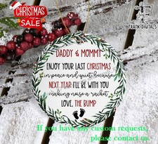 Dear Daddy and Mommy From Baby Bump Christmas Ornament, Daddy Mommy To Be Chr...