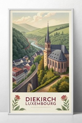 Diekirch Luxembourg Vintage-Style Travel Poster - European Charm Art Print A1-A4