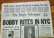RFK Assassination Archive Newspapers June 6th-8  1968