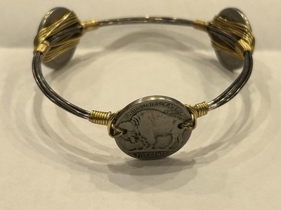 Buffalo Nickels Multi-Wire Wrapped Artisan Crafted Bracelet EUC OSFM